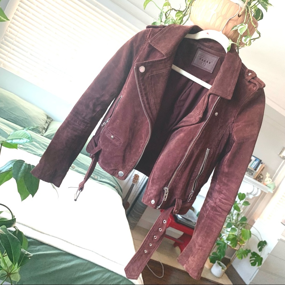 Gorgeous eggplant suede moto jacket